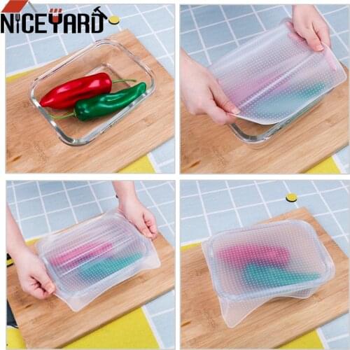 NICEYARD Reusable Stretch Cling Film Silicone Wrap Seal Cover Food Storage Cover Kitchen Tools Bowl Cup Pad Fresh Keeping Lid