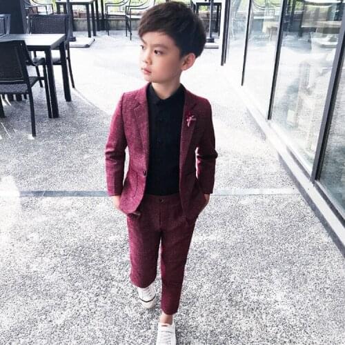 Fashion Kids Costumes Baby Boys Suit Jackets 2021 Spring Cotton Coat Pants 2 Pcs Boy Suits Formal For Wedding Chlidren Clothing