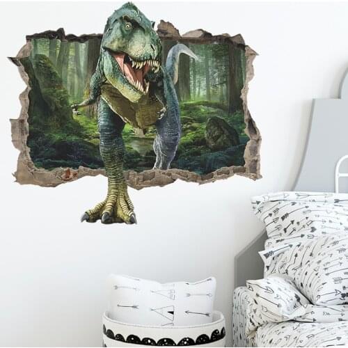 Wall stickers 3D decorative dinosaur wall painting with holes Wallpaper for bedroom and living room Wallpaper paste