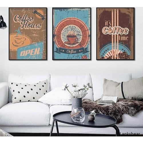 Nordic Poster Vintage Coffee Oil Canvas Spray Painting Modern Wall Art Pictures For Kitchen Restaurant Home Decoration No Frame