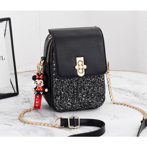 Disney cartoon Mickey Mouse new ladies fashion messenger shoulder portable mobile phone coin bag girl wild hanging neck bag