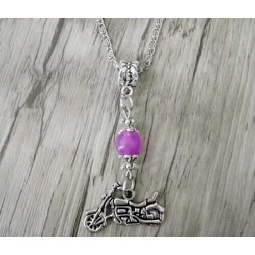 New Fashion Jewelry Vintage Punk style Ancient Motorcycle Pendant Multicolor beads Charms Pendant Necklace