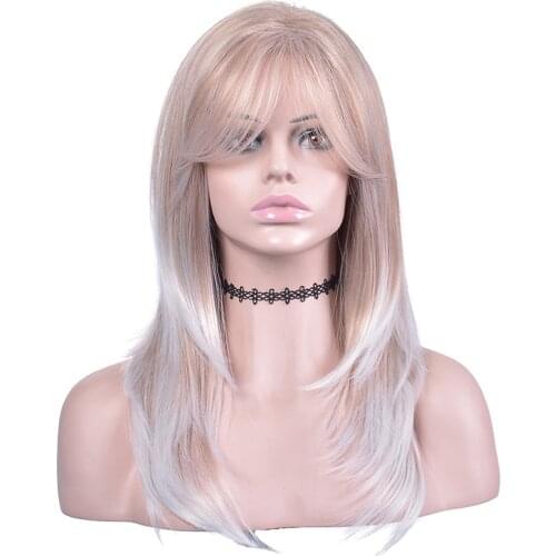 Long Ombre Synthetic Hair Wigs Blonde Wavy Cosplay Party Daily Wig For Women High Temperature Fibre
