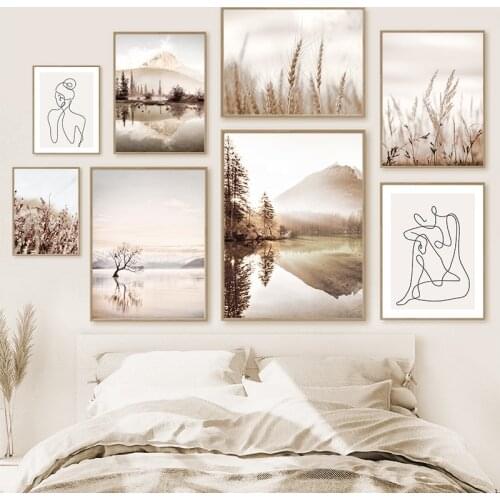 Scenery Poster Wall Art Canvas Painting Modern Nordic Nature Landscapefor Living Room Design Picture Home Art Decor Prints