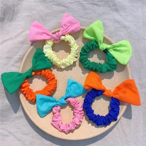 Cute Candy Bowknot Elastic Hair Bands Rabbit Ears Ball Head Hair Ties Hair Styling Scrunchies Princess Hair Rope Ponytail Holder