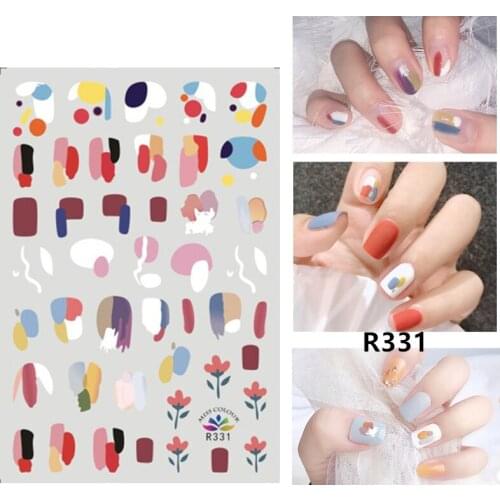 Self-adhesive 3D Stickers for Nails Color Graffiti Flowers Nail Art Decorations Small Size Fashion Stickers Women Girl Nail Foil