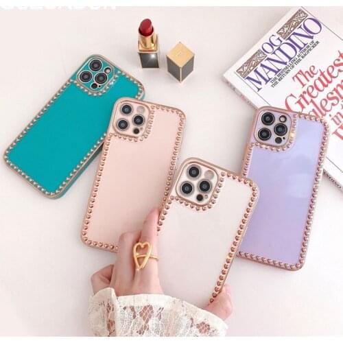 Luxury Soft TPU Silicon Phone Cases for Iphone Xr 8 7 Plus 11 12 Pro Max 12 Mini Xs Max X E-plated Love Heart Edge Cover Coque