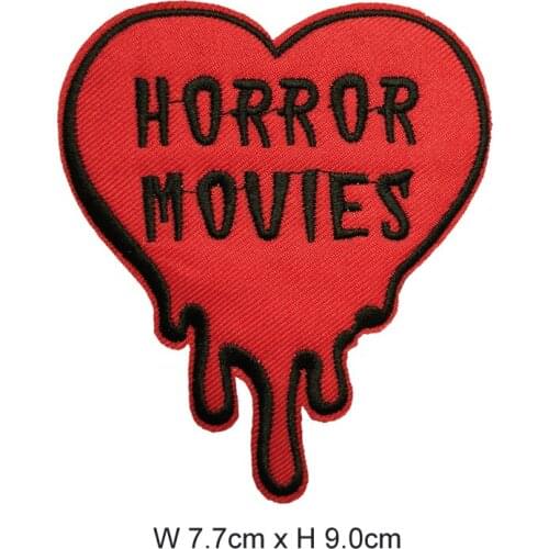 HORROR MOVIES Iron On Patches Red Heart Of Clothing Accessories Fabric Stickers Embroidery Wholesale