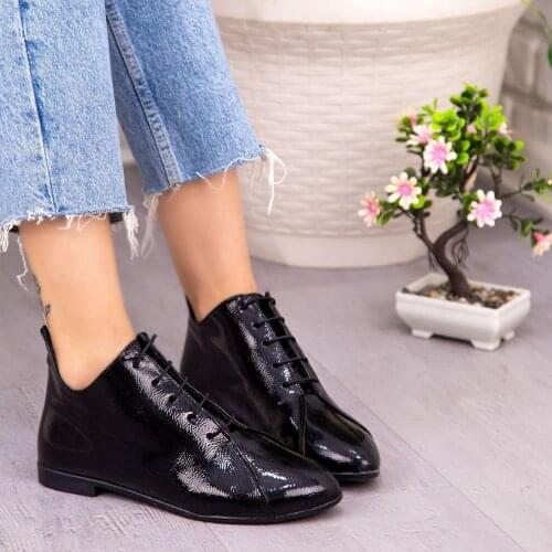 Tonar Aroni Black Japanned Leather Embossed Women 'S Boots Winter New Season Casual and Elegant Fashion
