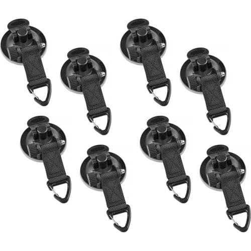 Universal 8Pcs/Set Black Strong Suction Cup Anchor Securing Hook Tie Down Camping Tarp Boat Car Side Awning
