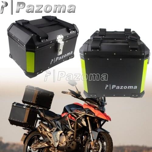 Universal 3x Side Pannier + Top Pannier Case Aluminum Trunk Box Motorcycle Rear Storage Tool Box Top Case Tail Box for BMW R1200