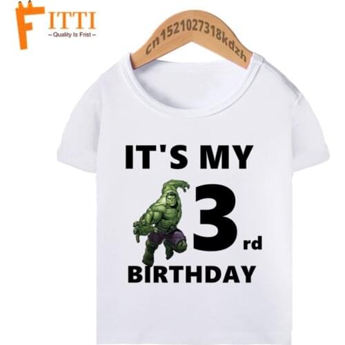 Boy Cartoon-Hulked Funny Birthday T Shirts Children Its My 1th-10th Clothes Girl Kids Summer T-shirt,Drop Ship
