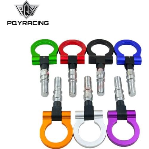 Billet Aluminum Folding Ring Screw Bumper Tow Hook No Cut Drill M18 x 2.5 Mount For Scion Mazda Honda Infiniti Nissan Toyota