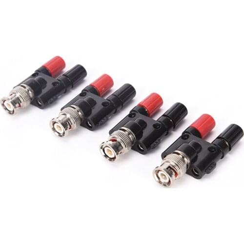 1pc BNC Male to 4MM Twin Dua Binding Posts Banana Plug Jack Female Coaxial Adapte Connector BNC Male Terminals black & red