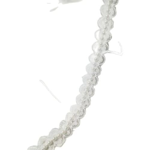 1Yards 3D White Beaded Trim Lace Fabric High Quality Lace Bead 1.2cm Sewing Guipure Beads Lace Ribbon Dress Decor Crafts PE17