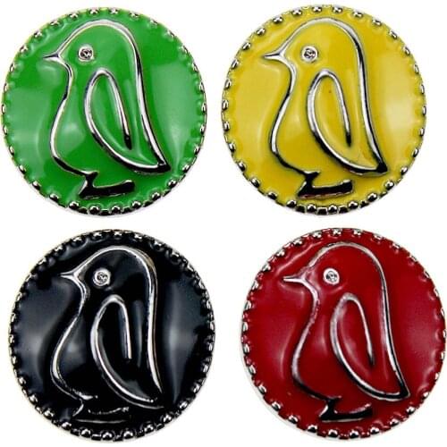 10Pcs/lot DIY Bangles 18mm penguin Snap button Metal Snap Button Charms Jewelry Bracelet For Women Free Shipping