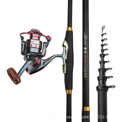 2# Rock Fishing Rod Telescopic Pole Hand Olta Dual-use Positioning Fishing Stick Super Hard Super Light Reel and Canne Set Pesca