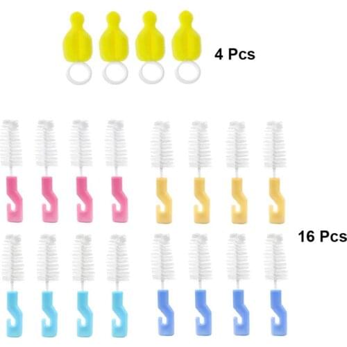 20PCS Portable Baby Bottle Teat Brushes Durable Nipple Cleaning Brushes Pacifier Cleaning Brushes for Baby Home Outdoor (Sponge