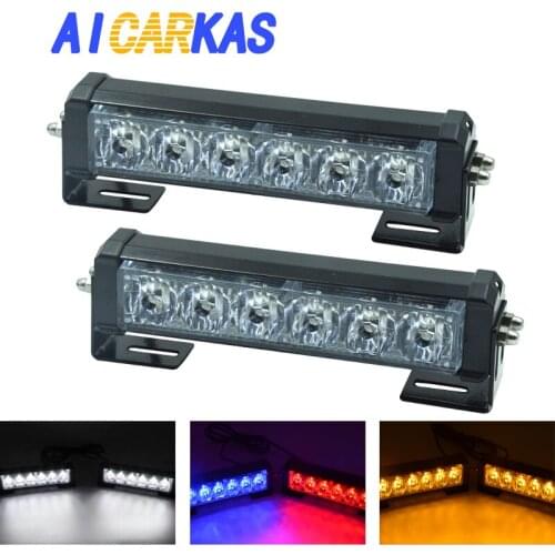 2X 6-LED Emergency Light Kits for Vehicles Safety Light Bars 9 Modes Flash Warning Lamp Police Led Strobe Bulbs 12V 24V