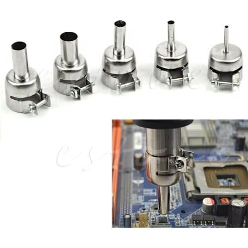 5Pcs New Hot Universal Heat Gun Resisting Nozzles Heat Air Guns Silver 45x24mm 16FA