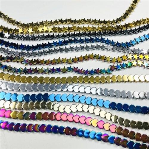 4/6/8mm multi-color star heart-shaped hematite natural stone black gallbladder stone spacing beads beads Diy bracelet necklace