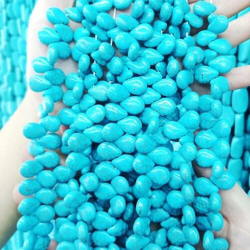 Natural stone turquoise loose beads Shape of melon seeds skyblue color sold per strand approx 15.5 inch