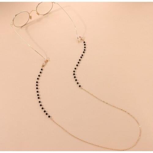 Sunglasses Masking Chains for Women Gril Black Crystal Eyeglasses Chains Gold and silver Lanyard Glass Fashion Jewelry Wholesale