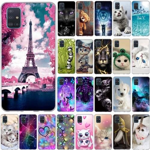 6.5 Inch For Samsung Galaxy A51 Case New Fashion Cute Cat Patterned Silicone Soft TPU Back Cover SM-A515F A51 A 51 Fundas