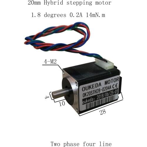 20BYGH28 two-phase stepper motor 1.8 degree 0.2A 14mN.m single axis small volume 28 motor 28mm body