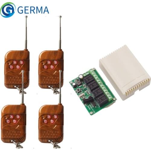 GERMA 433Mhz Remote Controls DC 12V 24V 10A Wireless Remote Switch 4CH Relay Module Receiver and 4 chanel EV1527 RF Transmitter
