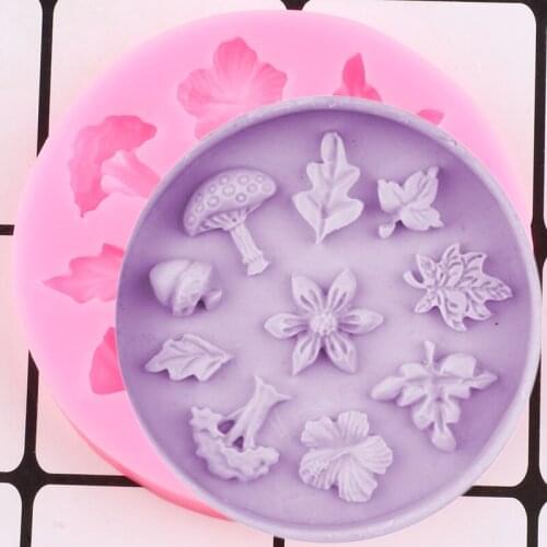 Mushroom Flower Leaf Silicone Molds Chocolate Fondant Mold Cake Decorating Tools Cupcake Topper Candy Polymer Clay Resin Moulds