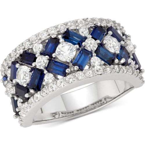 Exquisite Luxury Blue White Zircon Ring for Women Atmosphere Personality Charm Gift Fashion Party Creative Jewelry Wholesale