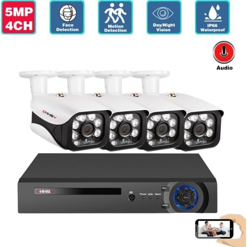 POE CCTV Camera Security System Kit 5MP 4CH POE NVR Kit Outdoor Audio Night Vision Video Surveillance System Set 4 Channel NVR