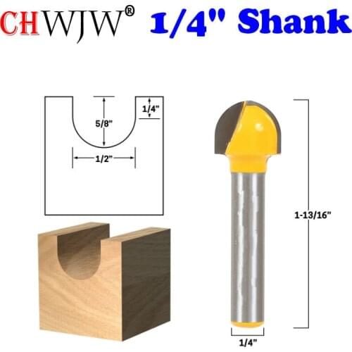 1pc 1/4" Shank Core Box Router Bit - 1/4" Radius For Woodworking Cutting Tool