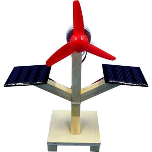 Creative science and technology small diy material wooden double solar fan physical science experimental model wholesale