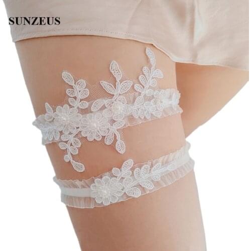 Lace Garters 2 Pcs/Set Leg Rings Garters Simple Appliques White Thigh Ring Bridal Leg Garter Bridal Accessories for Wedding