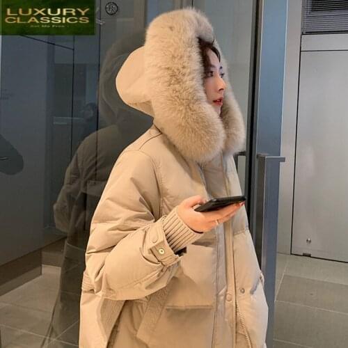 Jackets Womens Winter Down Fox Fur Collar Jacket Thick Coat Female Jacket Woman Hooded Womens Clothing Parkas YRF104 WPY865