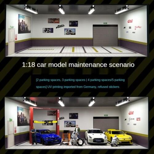 1/18 Simulation Car Scene Model Repair Garage Parking Lot Dustproof Display Box Assembly Toy