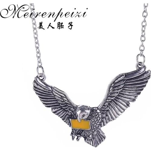 Fashion Eagle Pendants Necklace Cool Punk Biker Men Necklace Antique Silver Statement Necklace Hero Men Jewelry Wholesale