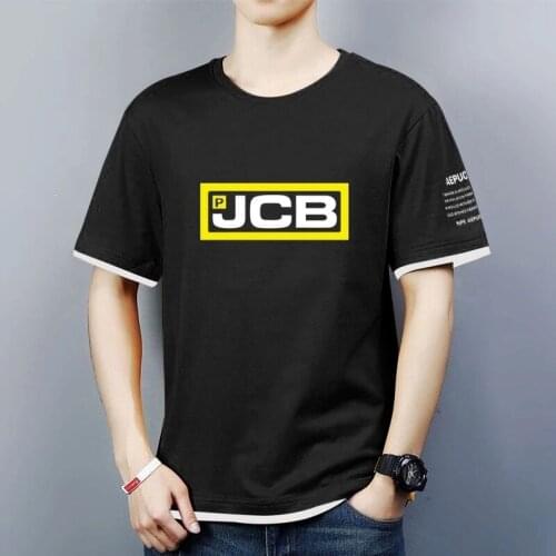 2021 Summer New Mens JCB Car Logo Round Collar Fashion Contrast Color Trend Sports T-shirt Comfortable Top 3 Colors T