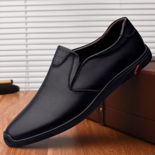 Men Genuine Leather Casual Shoes Head Leather Soft Anti-slip Rubber Loafers Shoes Man Real Leather Business Shoes