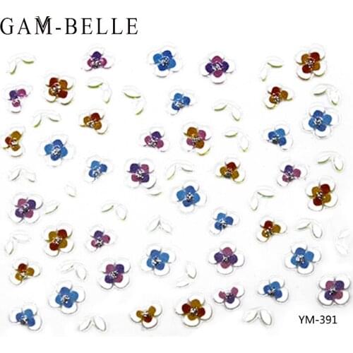 GAM-BELLE 1 Sheet Nail Sticker 3D DIY Rose Petals Flower Designs Decals Adhesive Nail Art Decoration Manicure Foils Nail Tips