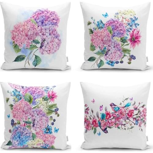 Decorative pillow case 43cm * 43cm hydrangea pattern pillow decorate flower patterned digital printed seat cushion case stylish modern