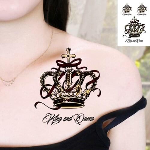 New Queens Crown English Nightclub Temporary Tattoo Sticker Female Personality Cool Fake Tattoo Corsage Arm Tattoo Sticker Seal