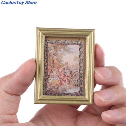 2020 New 1:12 Scale Photos Oil Painting Mural Wall Picture for 1/12 Dollhouse Miniature Miniaturas Casa De Munecas Decor