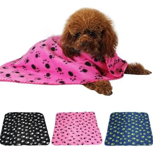Wholesale Dog Cat Paw Printed Fleece Cozy Couture Blanket Mat Lovely Design Dog Beds/Mats Large
