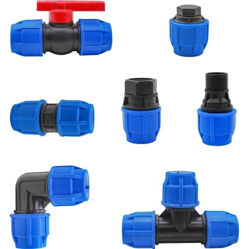 Pe pipe fittings straight through three-way elbow greenhouse irrigation pipe fittings dripper sprinkler garden agricultural pipe