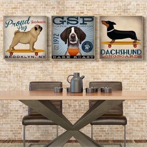 Drop ship Canvas Paintings Art Wall Pictures Kids Bedroom Decor Clever Dog Baby Decoration Room Critters Poster Vintage Cuadros