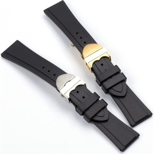 20mm 22mm watchband Black Waterproof Silicone Rubber Wrist Watch Band Silver Gold Clasp buckle For Tudor strap tools