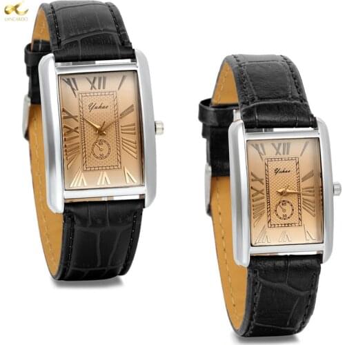 Lancardo 2021 Luxury Brand Rectangle Lovers Watch Leather Charm Arabic Numerals Men Women Wristwatch Hours Relogio Feminino